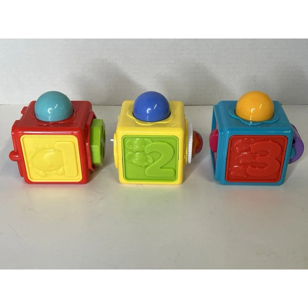 Fisher Price Bright Beginnings Action Stacking Activity Baby Blocks 123 ABC Toys